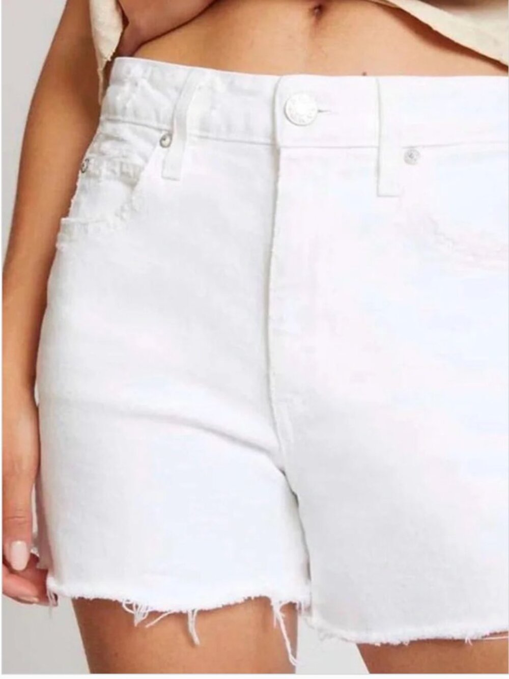 AMO Babe Short High Rise Denim Cut‎ Off Shorts Dive Bar Blue Size 32